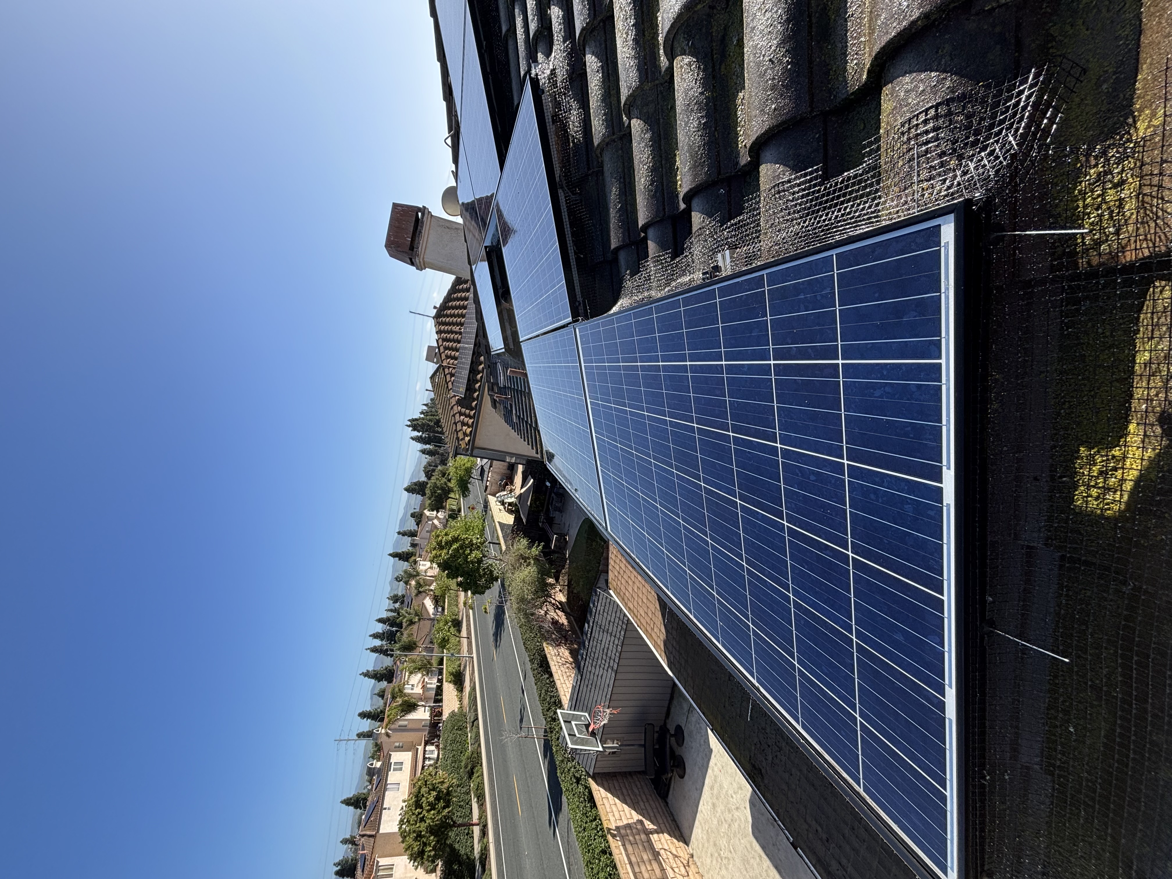 Solar panels after cleaning with bird mesh installed